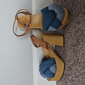 Sam & Libby Cassandra puffy denim platform sandals-7.5